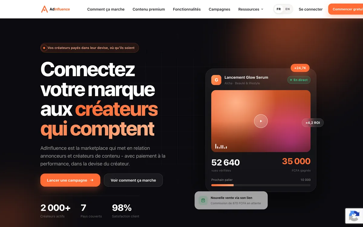Plateforme AdInfluence